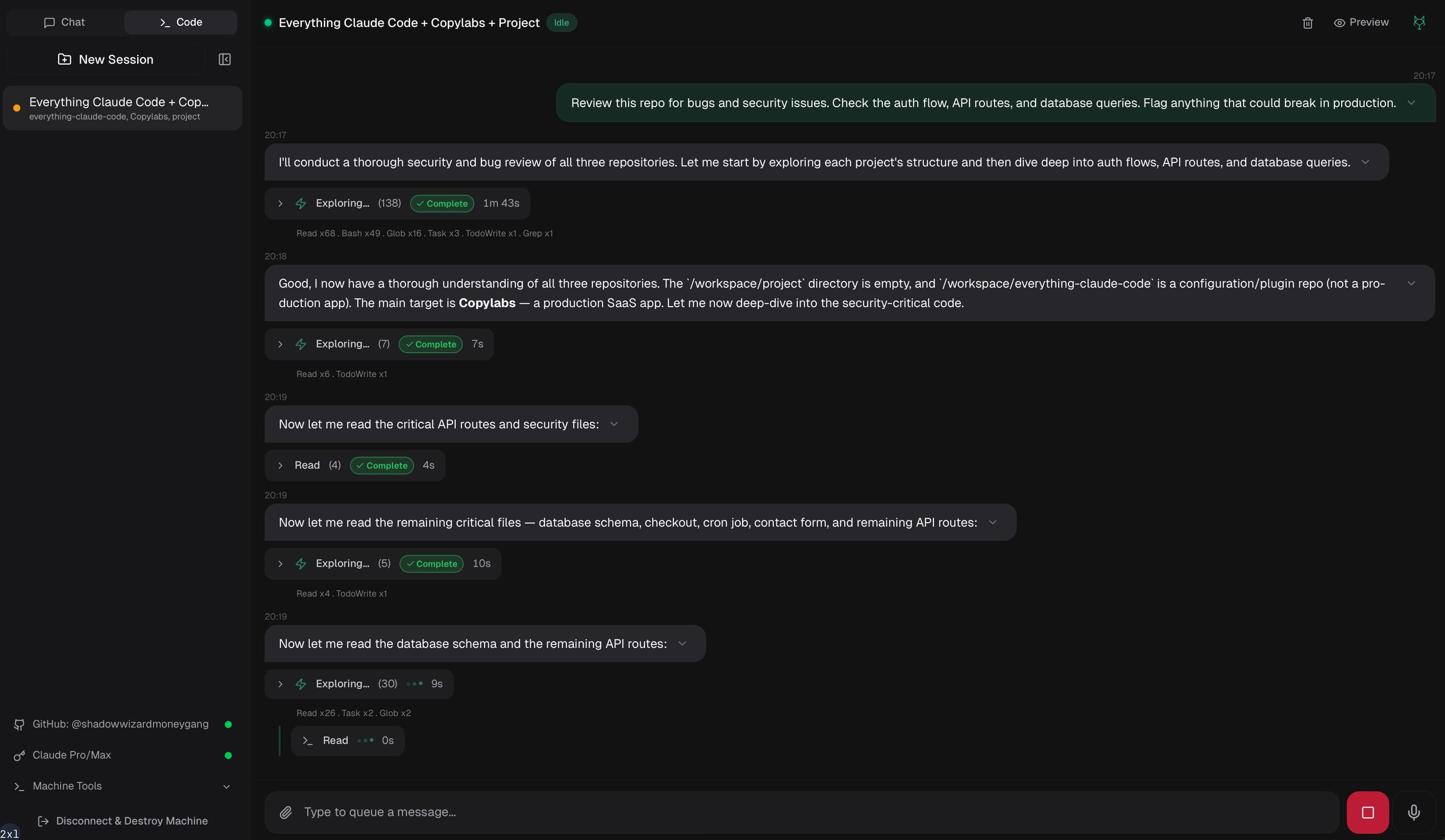 Anubix desktop workspace - multi-repo code exploration and security review
